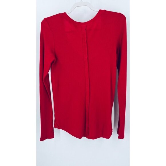 Michael Stars Waffle Knit T Shirt  Long Sleeve V Neck Reverse Seam - Picture 11 of 16